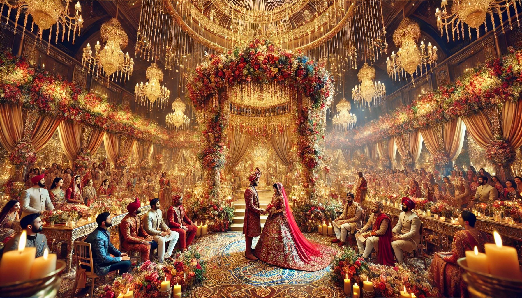 Extravagant Indian wedding. Generated by AI