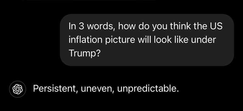 ChatGPT response to query on inflation under Donald Trump's presidency.