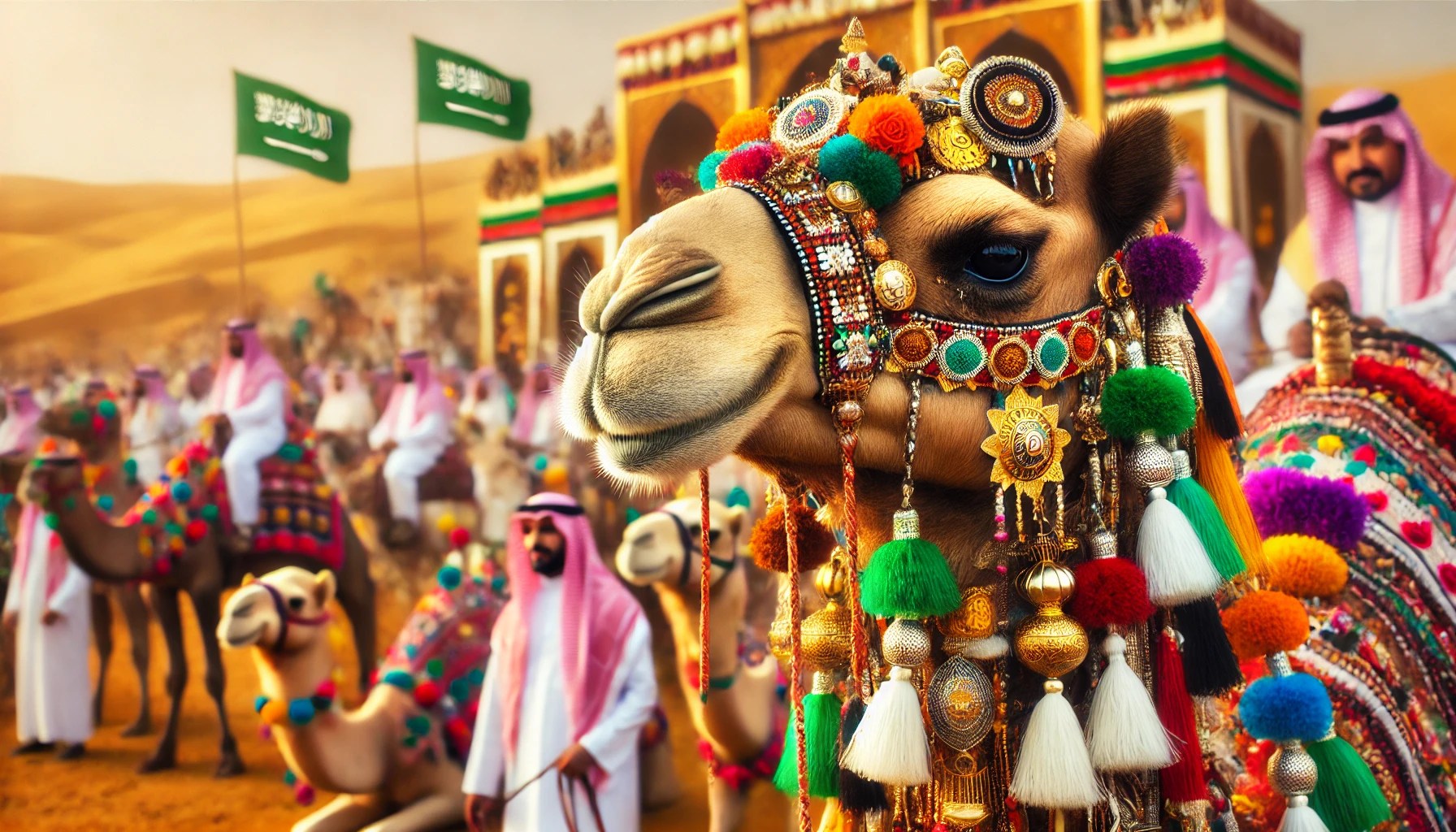 Beauty pageant camel in Saudi Arabia. Generated by AI. 